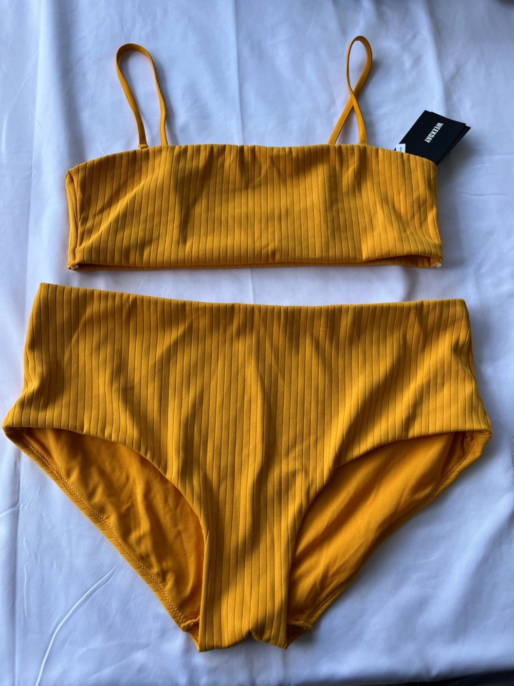 Weekday ribbed high-waisted bikini set yellow size L/XL